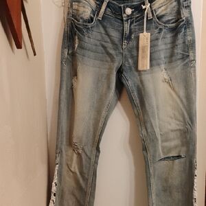 Blue SLeg Distressed Jeans